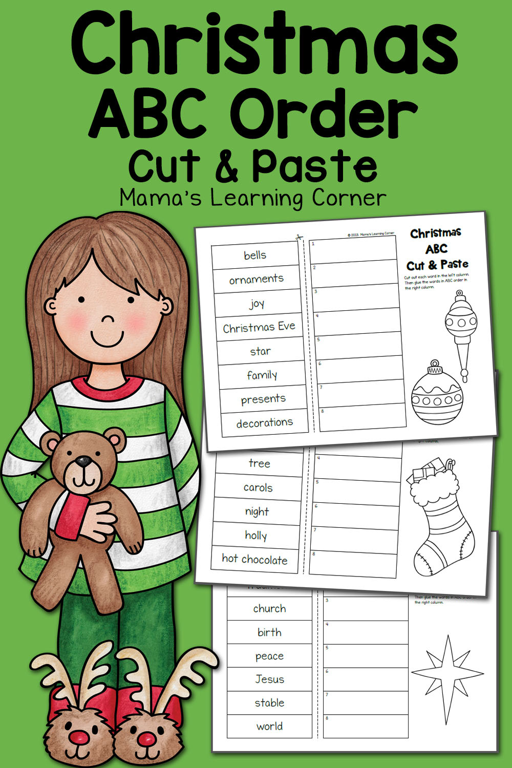 Christmas Abc Order Worksheets: Cut And Paste! - Mamas Learning Corner pertaining to Christmas Alphabetical Order Worksheets