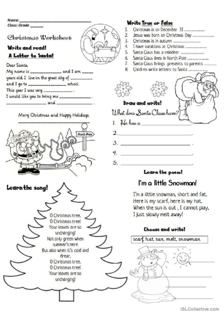 Esl Christmas Worksheets Adults Esl Christmas Worksheets Adults