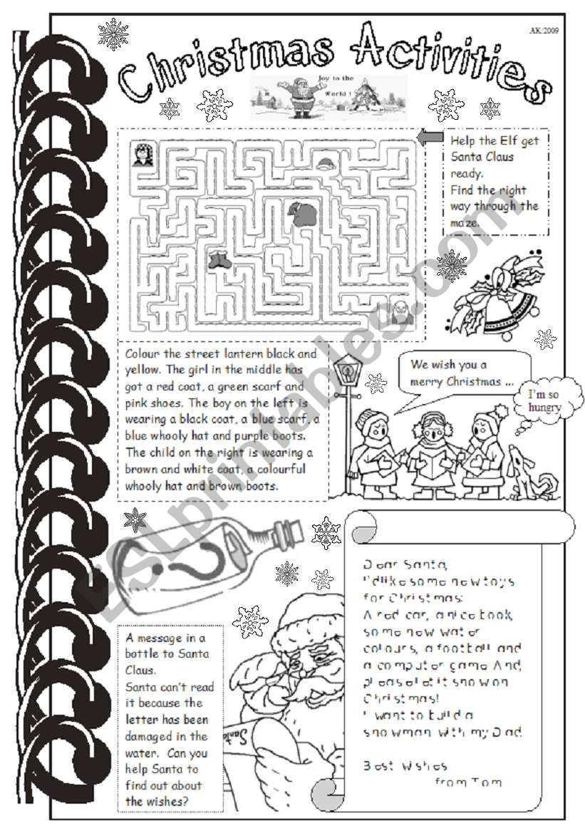 Christmas Activities - Esl Worksheetmarylin for Esl Christmas Adults Worksheets