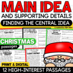 Christmas Activities Main Idea & Supporting Details Reading With Christmas Main Idea Worksheets