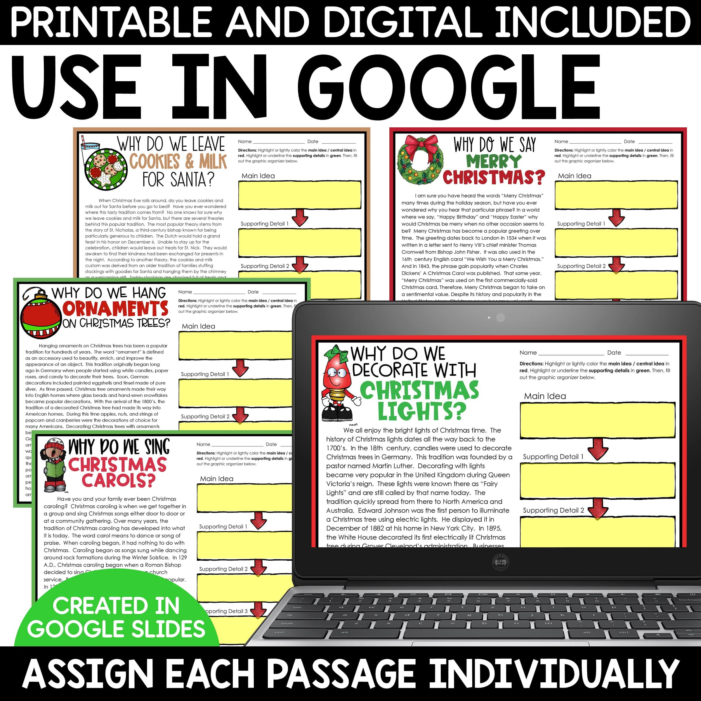 Christmas Activities Main Idea &amp;amp; Supporting Details Reading with regard to Christmas Main Idea Worksheets