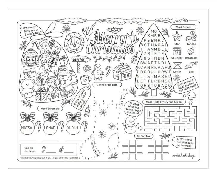 Christmas Worksheets and Puzzles