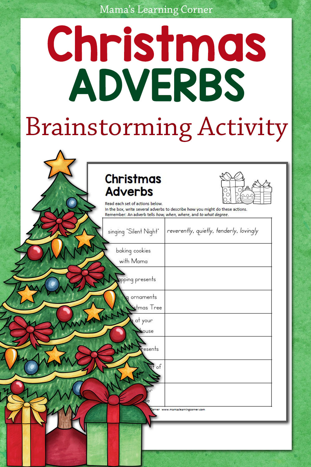 Christmas Adverbs Worksheet - Mamas Learning Corner for Christmas Grammar Worksheets Free