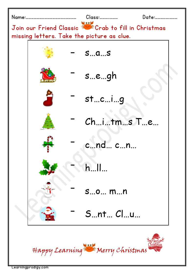 Christmas Archives - Worksheet.learningprodigy intended for Christmas Missing Letter Worksheets