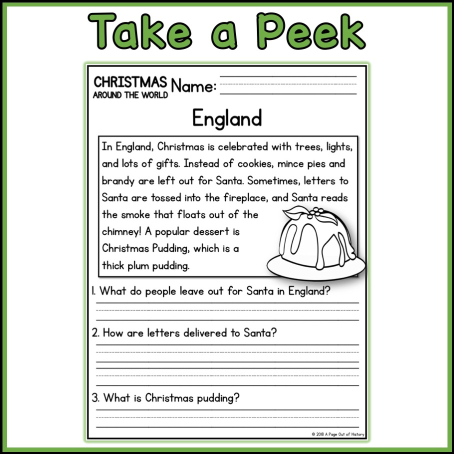 Christmas Around The World Social Studies Reading Comprehension K with regard to Christmas Social Studies Worksheets