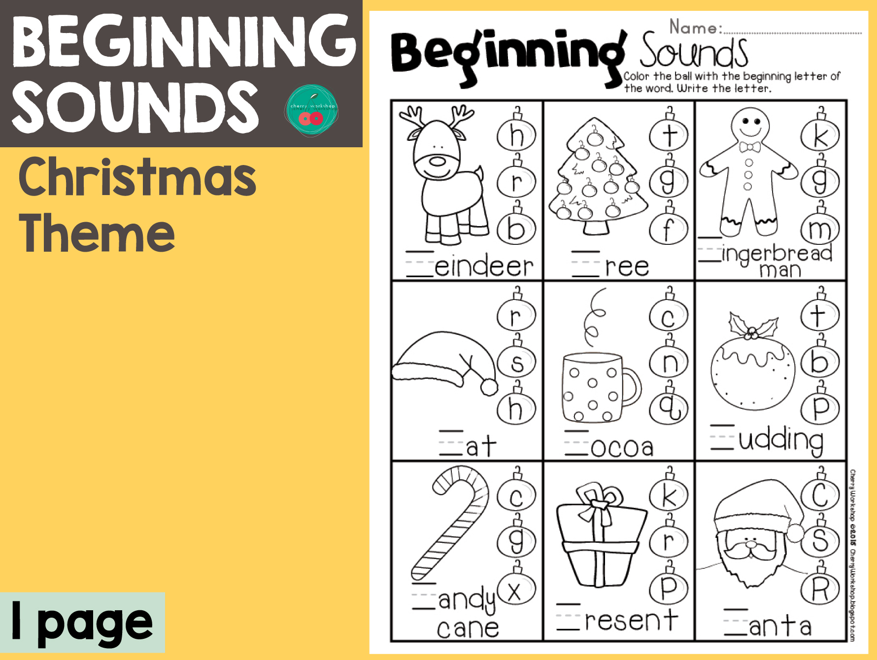 Christmas Beginning Sounds regarding Beginning Sounds Christmas Worksheets