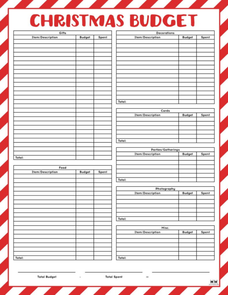 Christmas Budget Worksheets Printable Christmas Budget Worksheets Printable