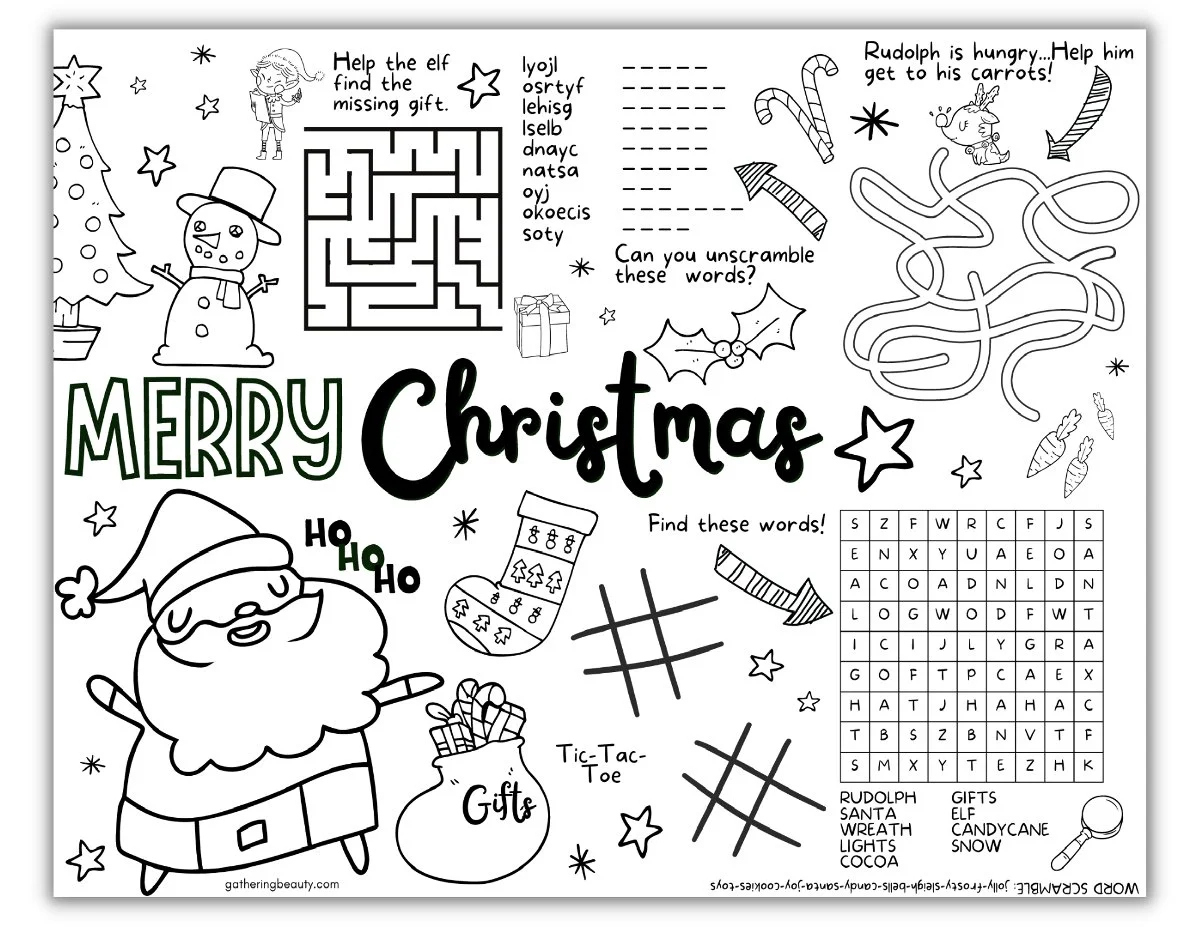 Christmas Coloring Activities For Kids - Free Printable with Christmas Activity Worksheets For Kids
