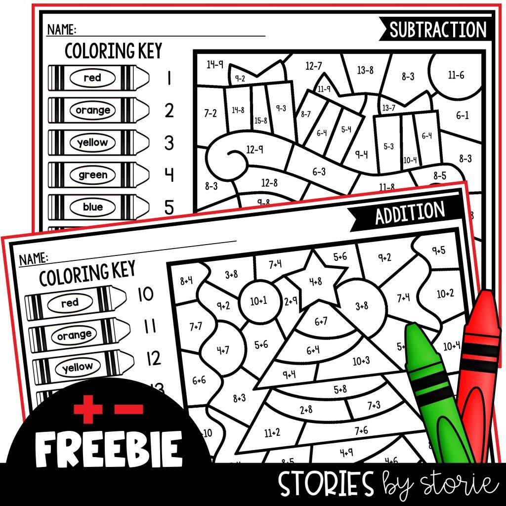 Christmas Coloring Pages within Christmas Subtraction Coloring Worksheets