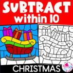 Christmas Colornumber Code Subtraction To 10 Coloring With Regard To Christmas Subtraction Coloring Worksheets