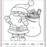 Christmas Colornumber Pages In Free Color By Number Addition Christmas Worksheets