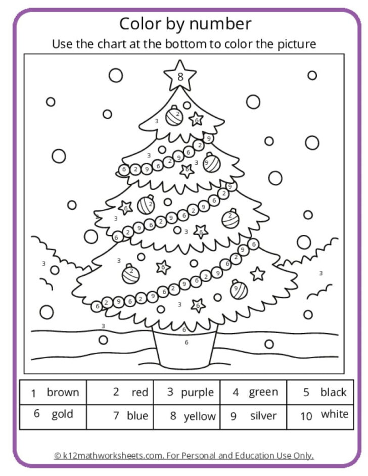 Color by Number Math Christmas Worksheets Color by Number Math Christmas Worksheets