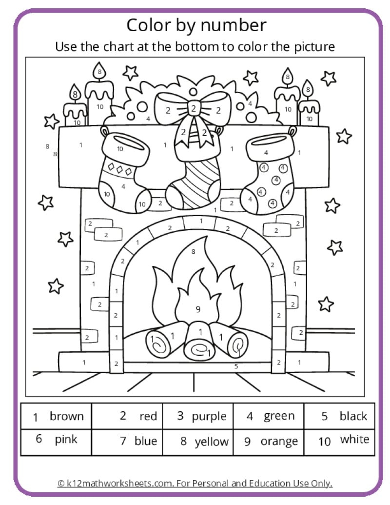 Christmas Colornumber Pages within Christmas Color By Number Addition Worksheets