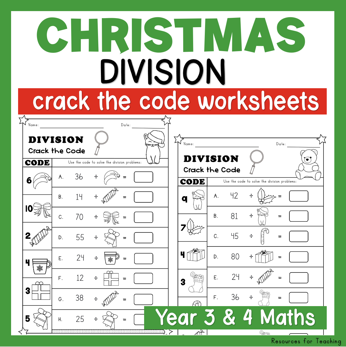 Christmas Crack The Code: Division Worksheets | Resources For with Christmas Crack The Code Worksheets