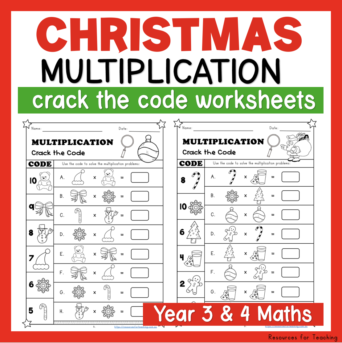 Christmas Crack The Code: Multiplication Worksheets | Resources within Christmas Multiplication Worksheets Free