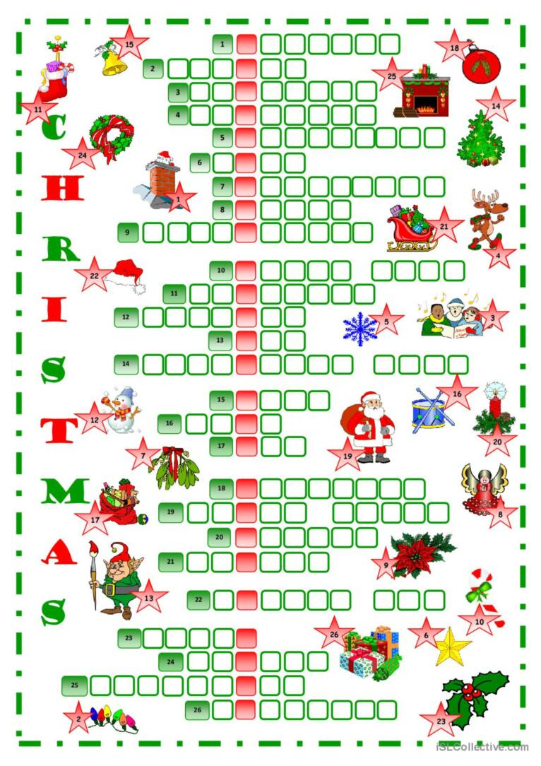Christmas Crossword Crossword: English Esl Worksheets Pdf &amp;amp; Doc in Christmas Crossword Worksheets