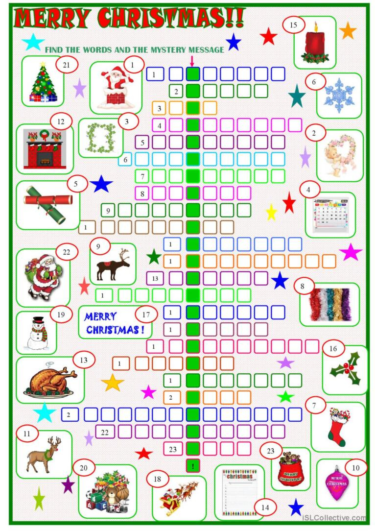 Christmas : Crossword Puzzle With A…: English Esl Worksheets Pdf &amp;amp; Doc inside Christmas Crossword Worksheets