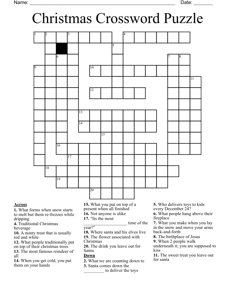 Christmas Crossword Puzzle - Wordmint in Christmas Crossword Puzzle Worksheets