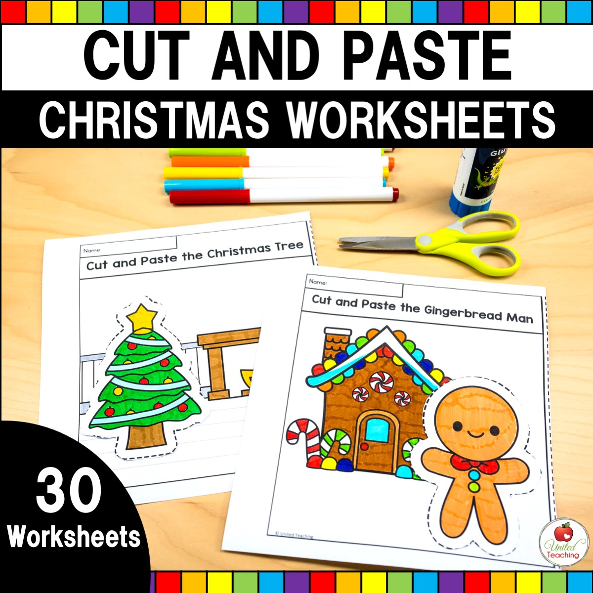 Christmas Cut And Paste Worksheets - United Teaching throughout Christmas Worksheets Cut And Paste