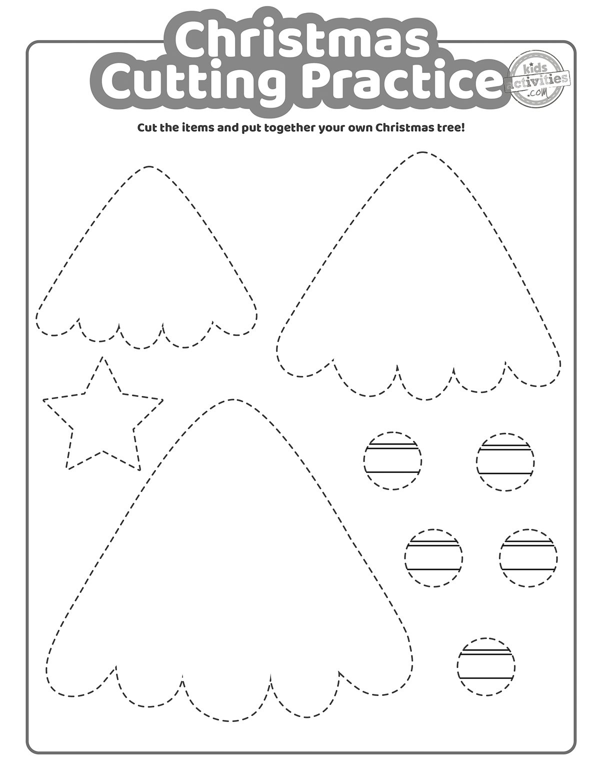 Christmas Cutting Practice Coloring Pages For Kids! Kids within Free Christmas Cutting Worksheets