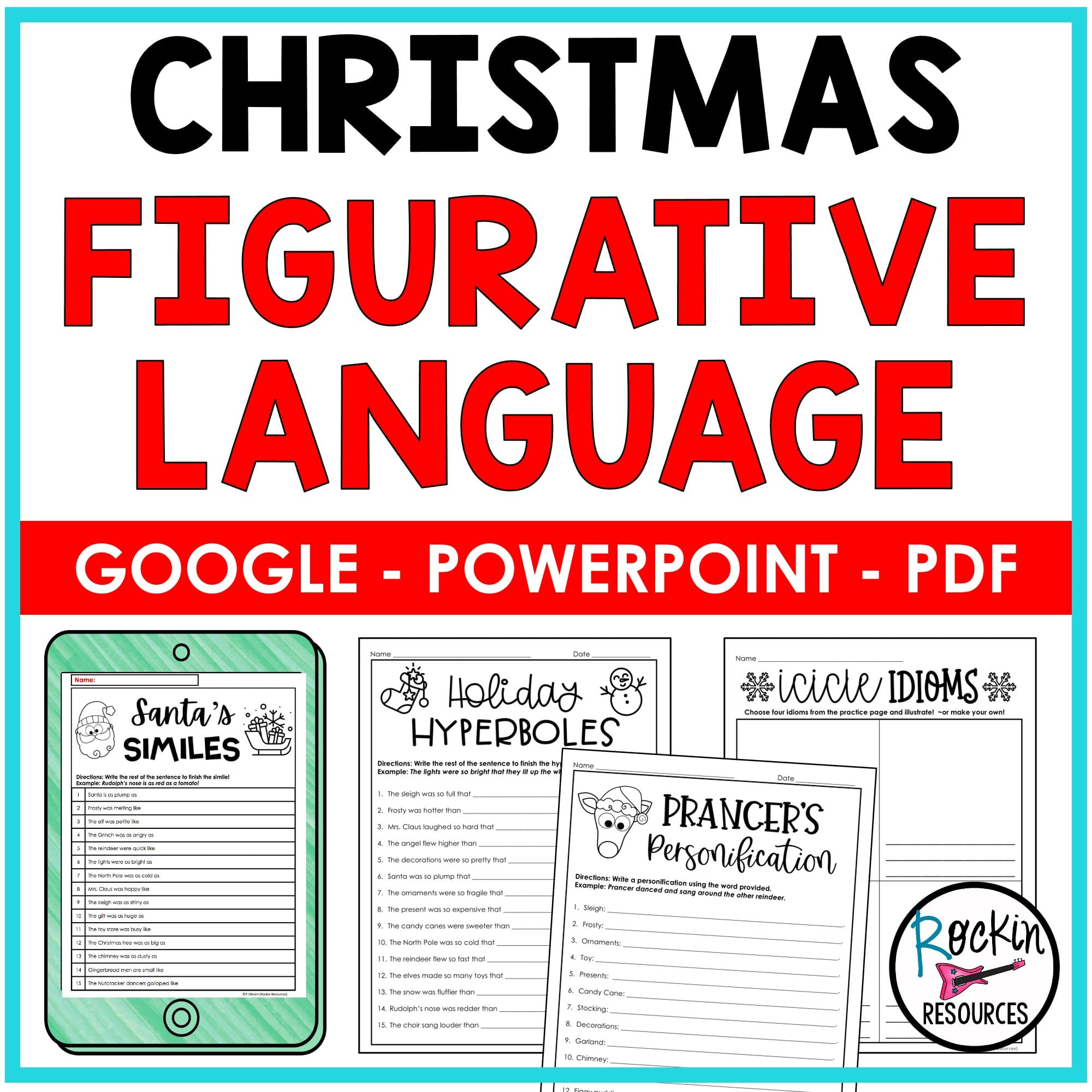 Christmas Figurative Language - Rockin Resources with regard to Christmas Figurative Language Worksheets