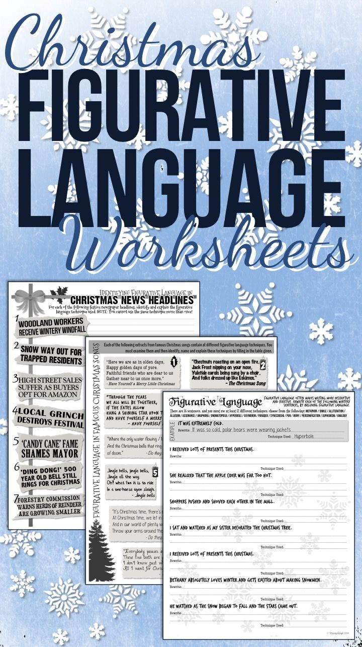 Christmas Figurative Language Worksheets for Christmas Figurative Language Worksheets