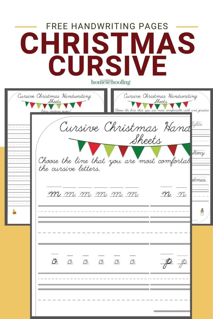 Christmas Free Printable Cursive Handwriting Worksheets intended for Christmas Cursive Writing Worksheets