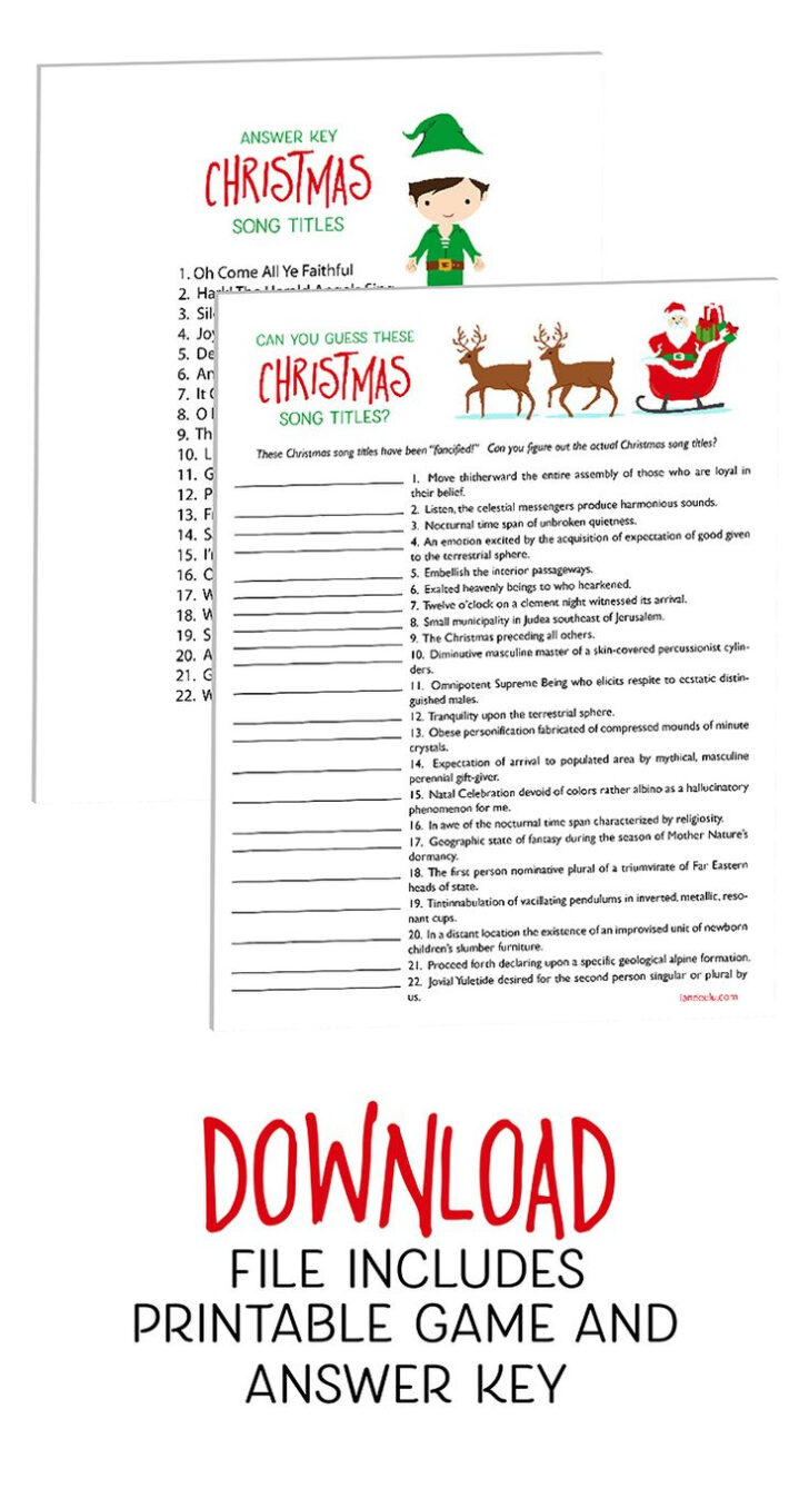 Guess the Christmas Song Worksheets Answers Guess the Christmas Song Worksheets Answers