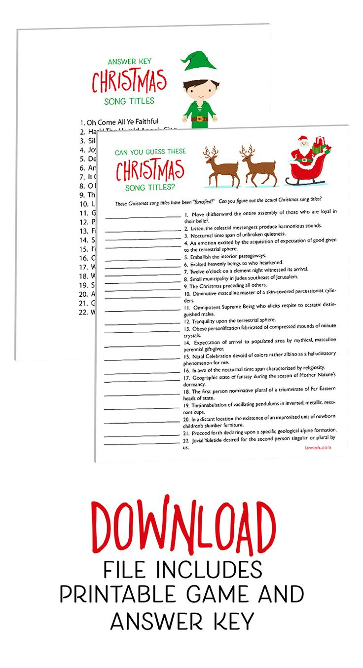 Christmas Games: Guess These Christmas Songs! intended for Guess the Christmas Song Worksheets Answers