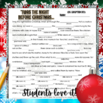 Christmas Holiday Activities For Middle School Ela English: Mad In Christmas Worksheets Middle School