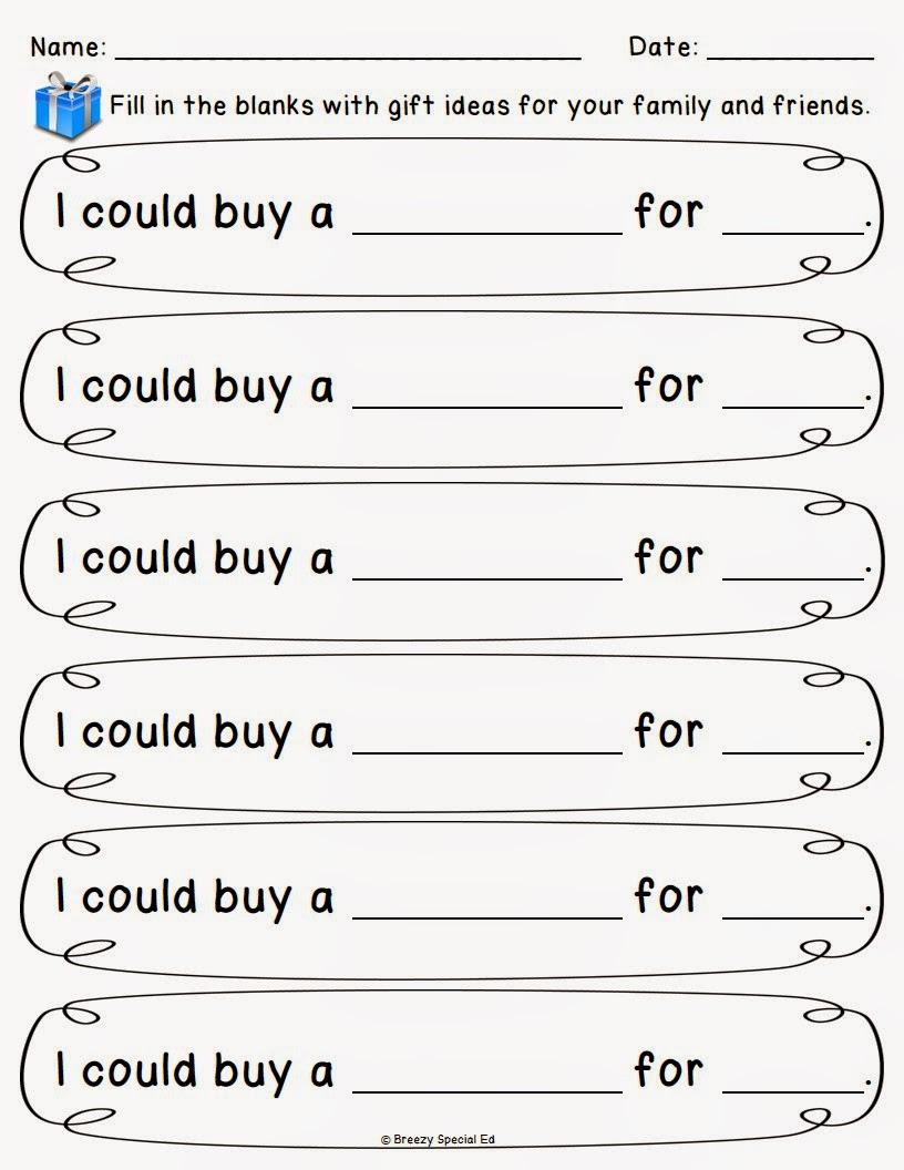 Christmas/Holiday Shopping Worksheets For Free - Breezy Special Ed inside Christmas Shopping Math Worksheets