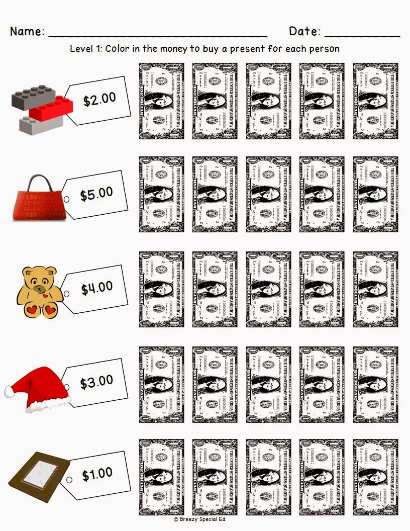 Christmas/Holiday Shopping Worksheets For Free - Breezy Special Ed pertaining to Christmas Shopping Math Worksheets
