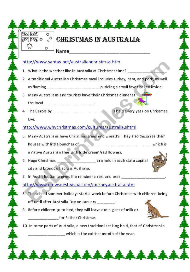 Christmas in Australia Worksheets