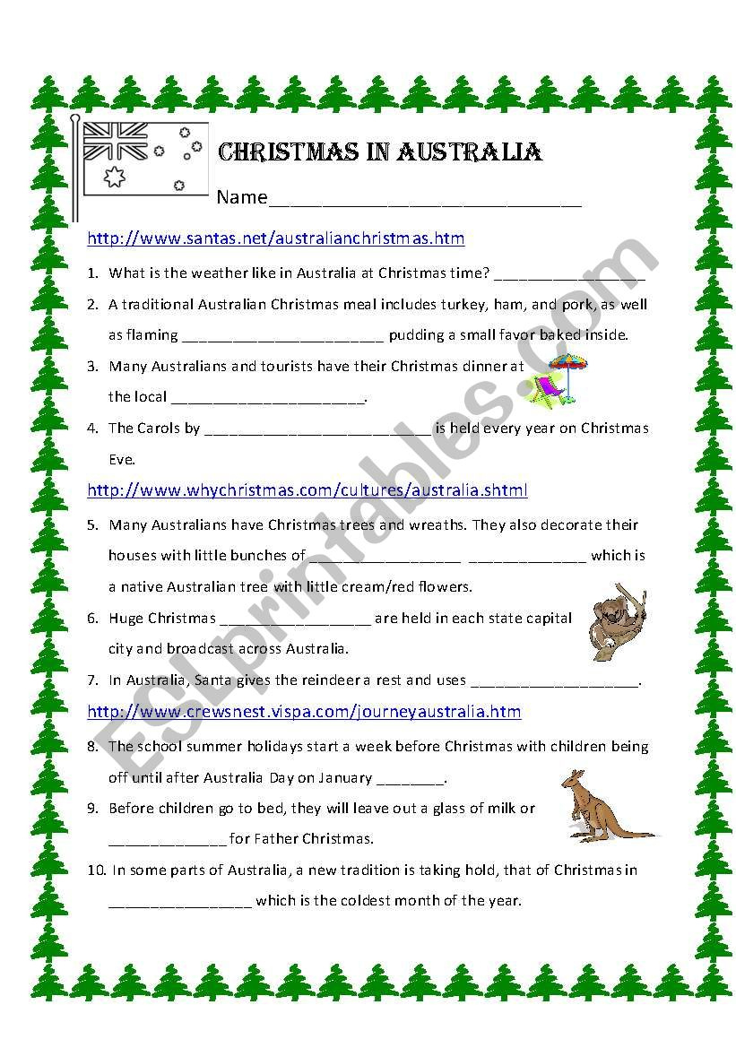 Christmas In Australia - Esl Worksheetbechunter within Christmas In Australia Worksheets