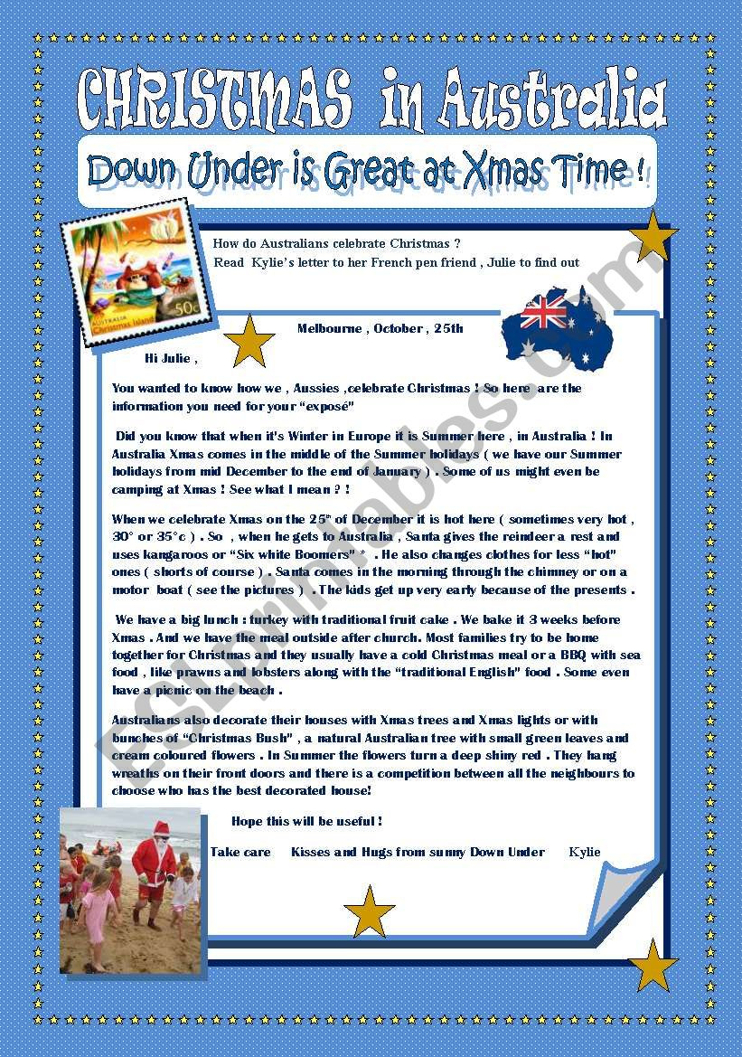 Christmas In Australia - Esl Worksheetikebana within Christmas in Australia Worksheets