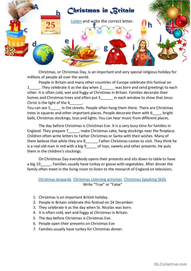 Christmas In Britain General Readin…: English Esl Worksheets Pdf &amp;amp; Doc for Christmas in Britain Worksheets