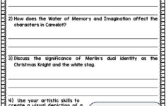 Christmas In Camelot Novel Study Comprehension, Critical Thinking inside Christmas In Camelot Worksheets