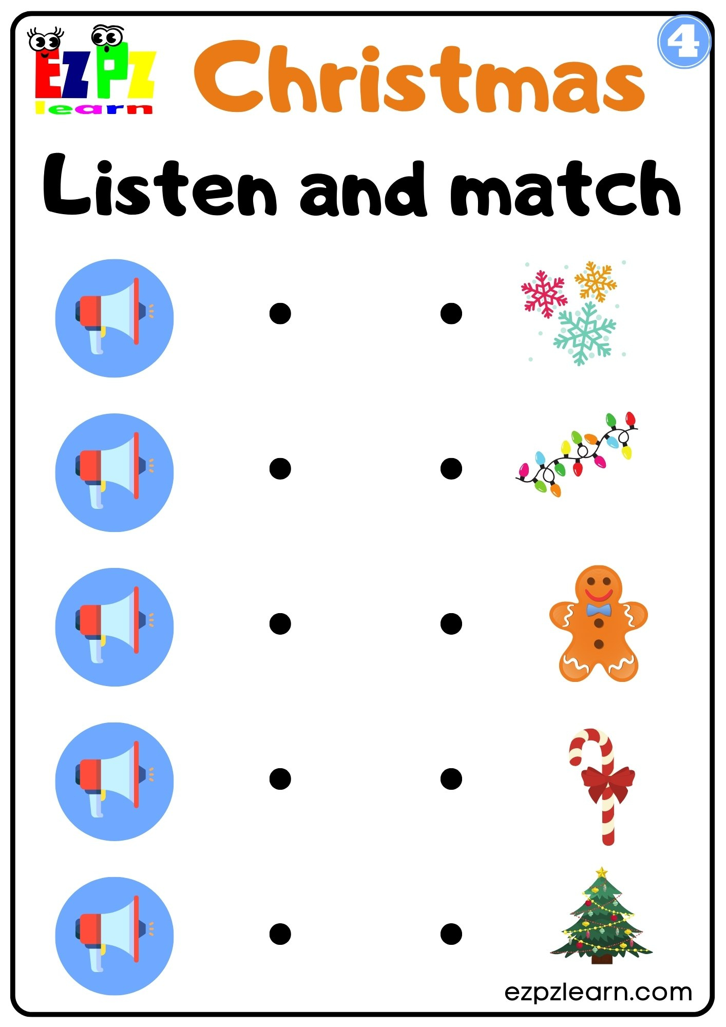 Christmas Interactive Worksheet Listen And Match The Correct throughout Christmas Matching Worksheets Printable