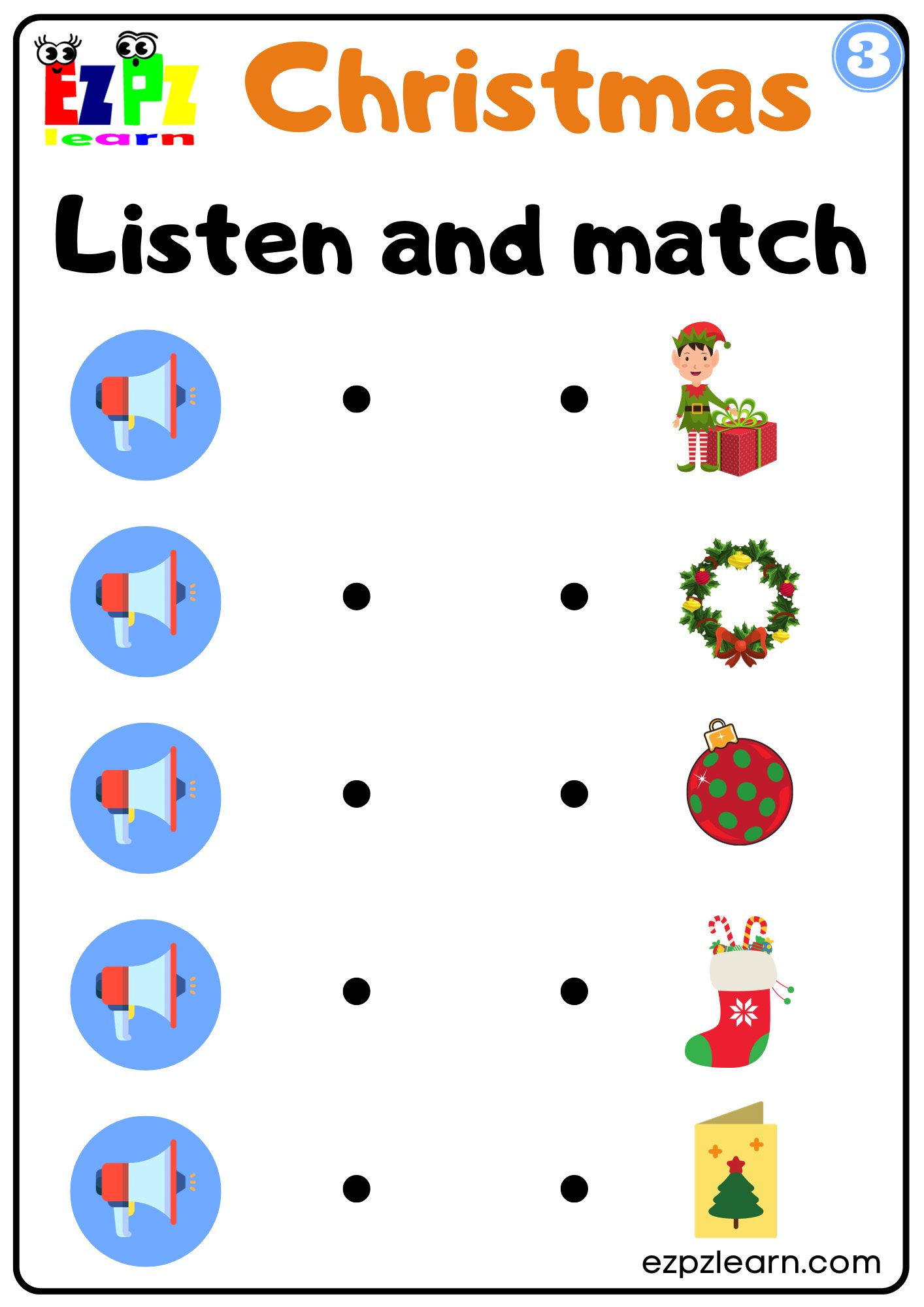 Christmas Interactive Worksheet Listen And Match The Correct within Christmas Matching Worksheets For Preschool