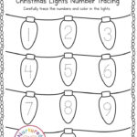 Christmas Lights Number Tracing Worksheet 1 10 (Xmas Kindergarten With Regard To Christmas Number Tracing Worksheets