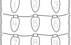 Christmas Lights Number Tracing Worksheet 1-10 (Xmas Kindergarten with regard to Christmas Number Tracing Worksheets