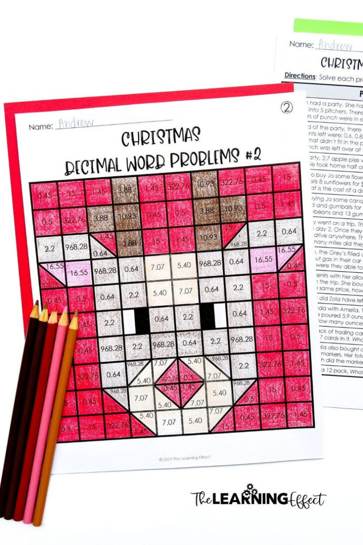 Christmas Mystery Picture Math Worksheets