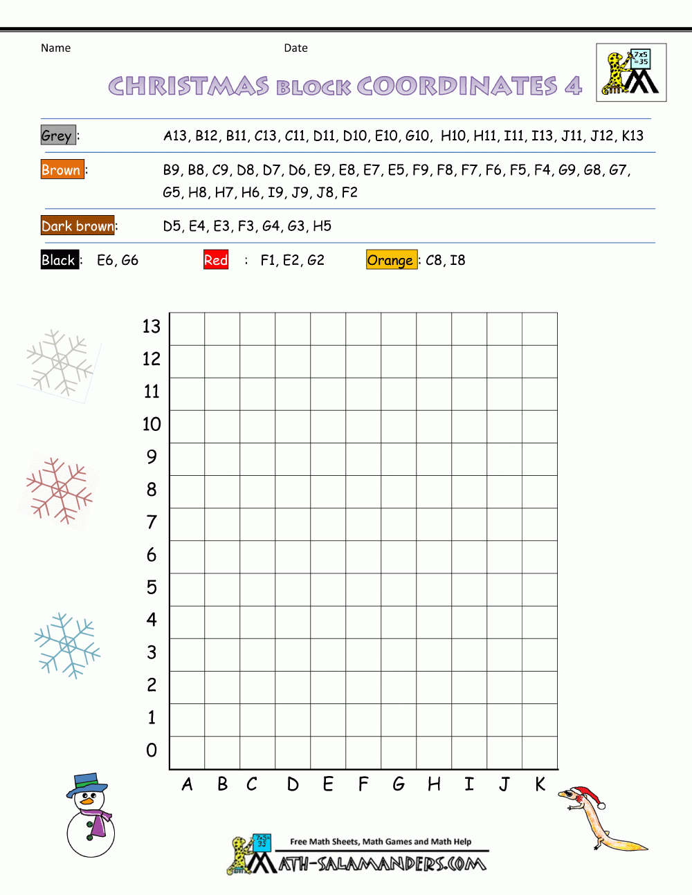 Christmas Math Activities pertaining to Free Christmas Coordinates Worksheets