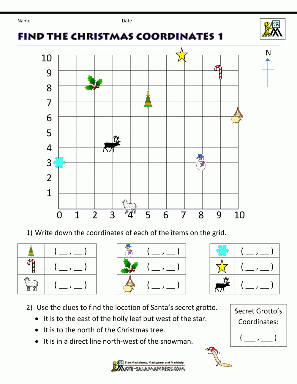 Christmas Math Activities with regard to Free Christmas Coordinates Worksheets