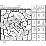 Christmas Math Coloring Pages 2 Digit Addition With Regrouping Within Addition And Subtraction Christmas Coloring Worksheets