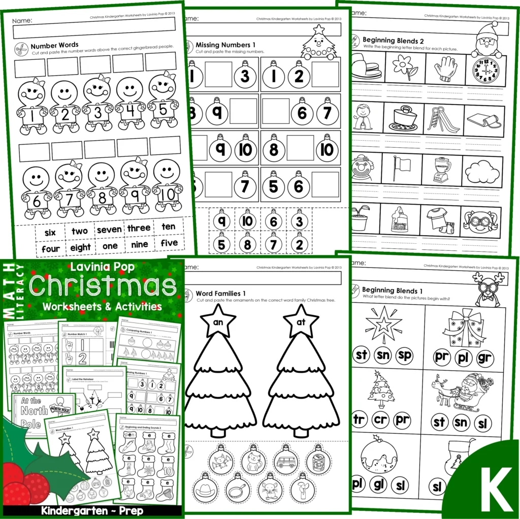 Christmas Math &amp;amp; Literacy Worksheets &amp;amp; Activities For Kindergarten in Free Printable Worksheets For Kindergarten Christmas