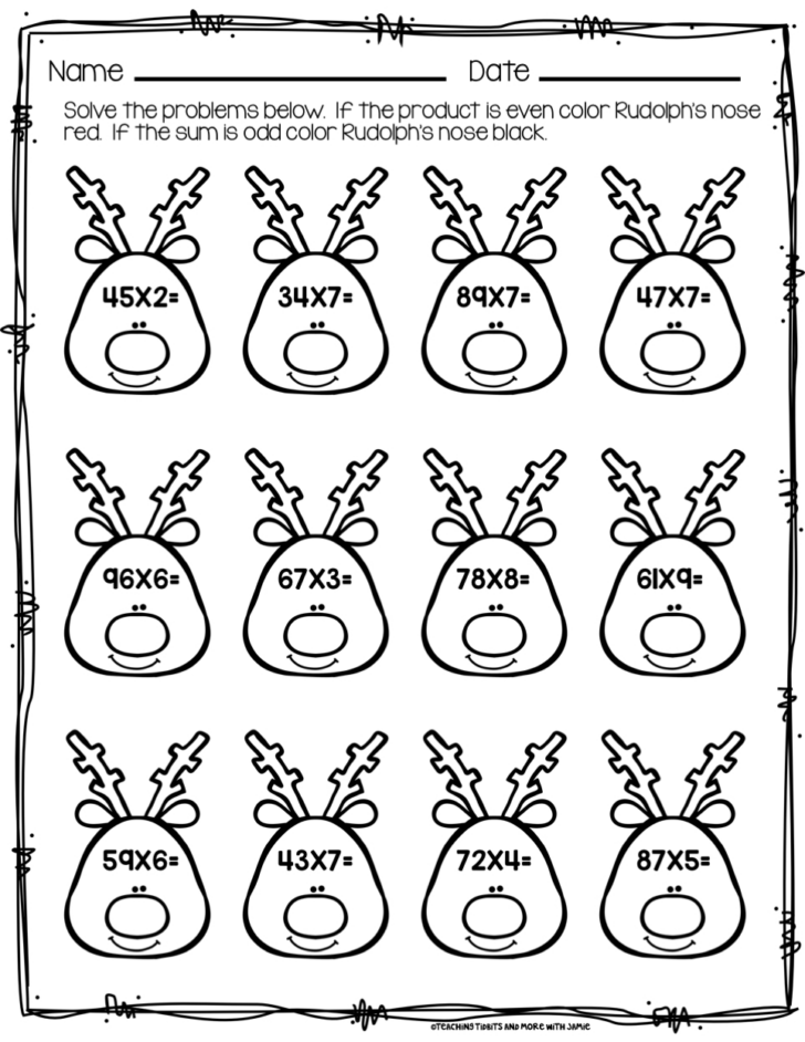 Christmas Multiplication Math Worksheets