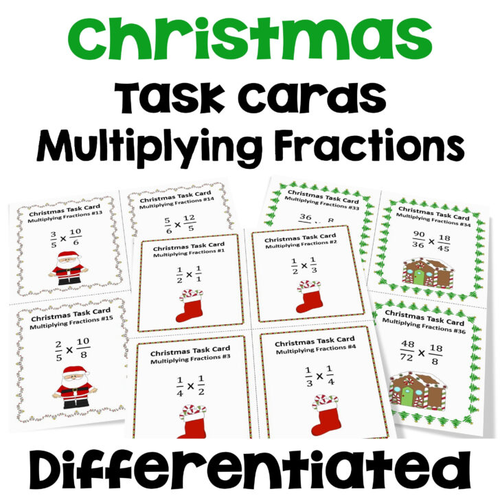 Multiplying Fractions Christmas Worksheets