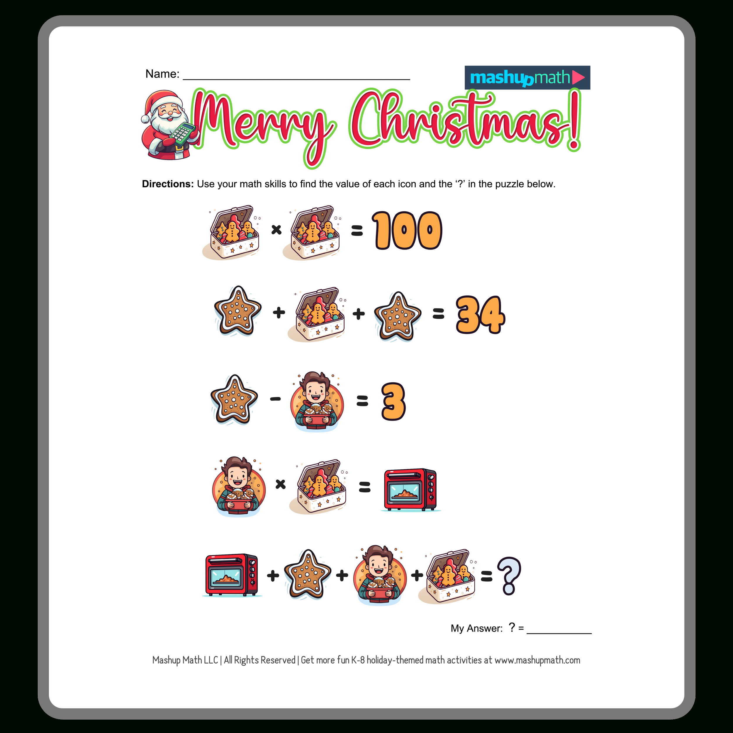 Christmas Math Worksheets For K-8—Printable With Answers — Mashup Math pertaining to Christmas Shopping Math Worksheets