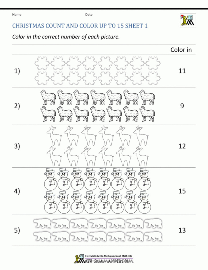 Christmas Counting Worksheets For Kindergarten Christmas Counting Worksheets For Kindergarten